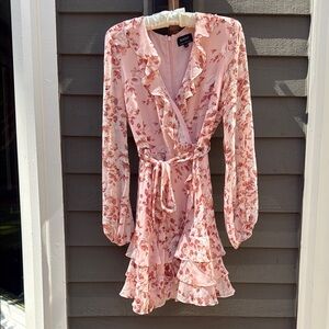 Floral Pink Ruffle Dress, size 6 by Bardot worn once